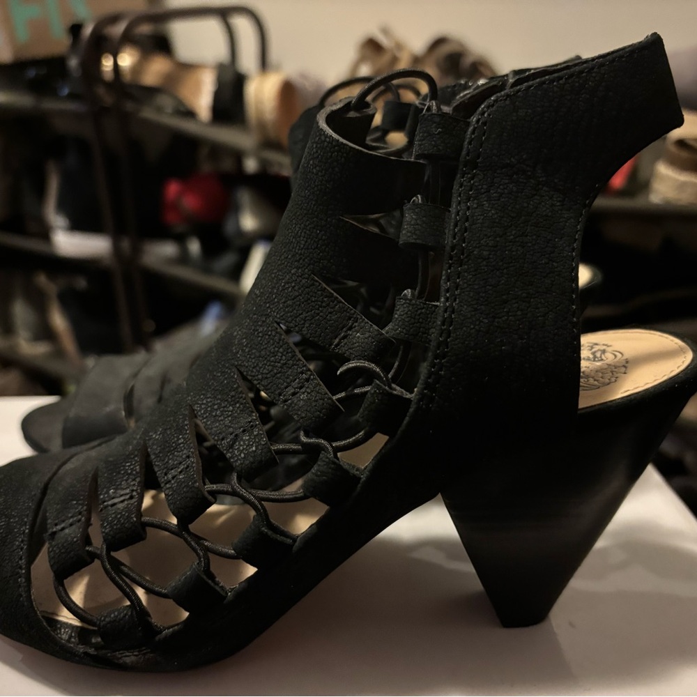 Vince Camuto Black Cutout Heeled Sandals